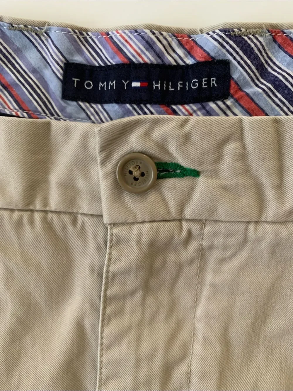 Tommy Hilfiger Beige Cotton Chino Khaki Twill Pleated Casual Shorts Size 38